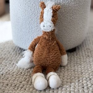 Jellycat Dainty Palomino Pony Plush Horse 20" Brown White Stuffed Animal RARE